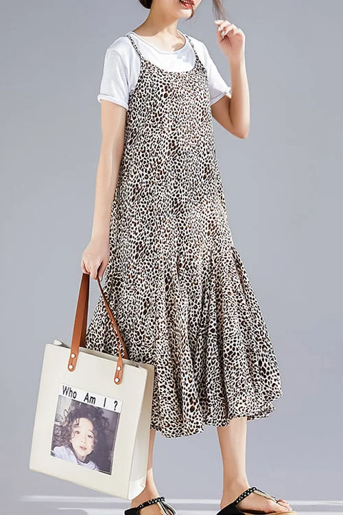 Mu Spaghetti Strap dresses Fashion Online Shopping brown floral Dresses Summer