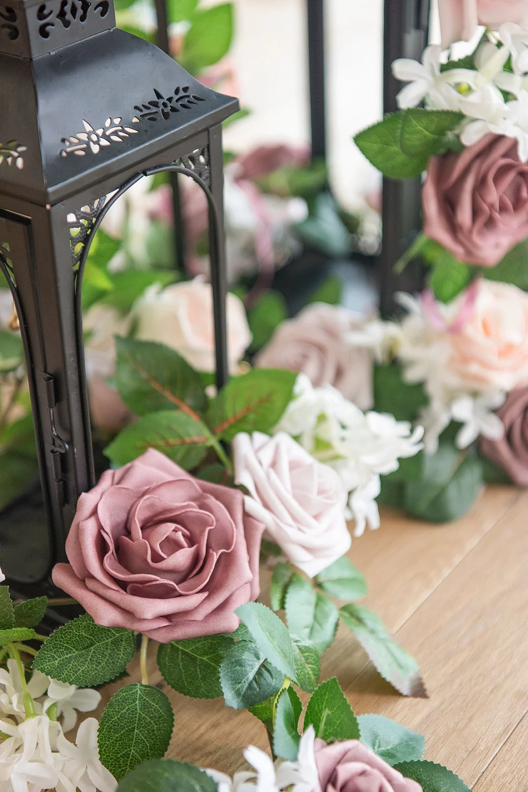 Lantern Floral Arrangements in Blush & Cream