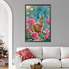 (40*60cm)Flowers Rabbit - Round AB Drill Diamond Painting