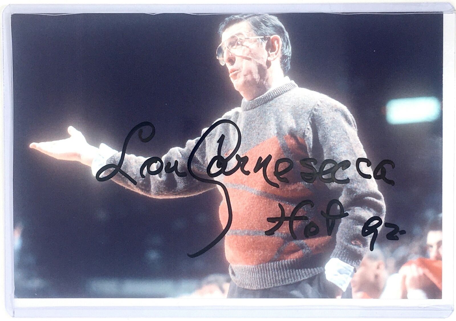 Lou Carnesecca Signed 4x6 Photo Poster painting St John's Red Storm HOF Hall of Fame Auto