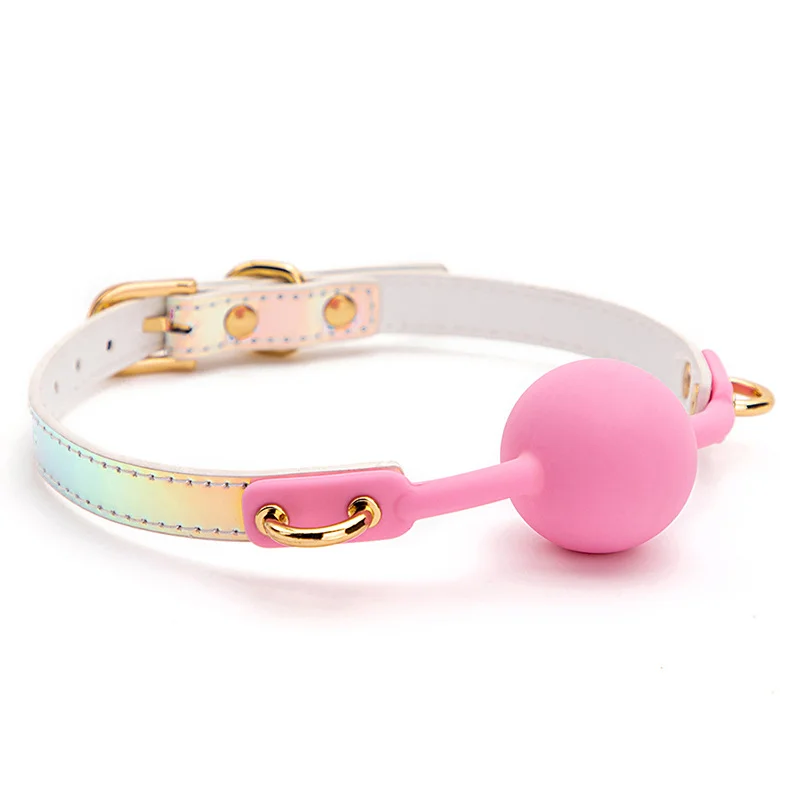 Puppy Love Silicone Gag Ball with Psychedelic Gradient Print Strap - Rose Toy