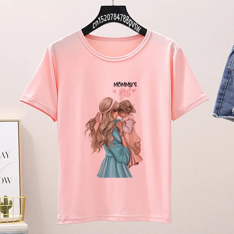 Family Matching Mam and Me Pink T-shirt Mother Daughter Tshirt Mommy And Me Shirt Set Vacation Shirt Set Mother's Day Drop Ship