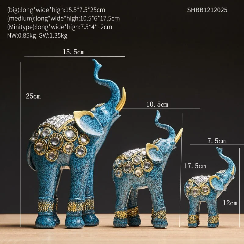 Creative Resin Animal Model Statue Home Decoration Accessories India Style Elephant Figurine Office Desk Decorative Wedding Gift