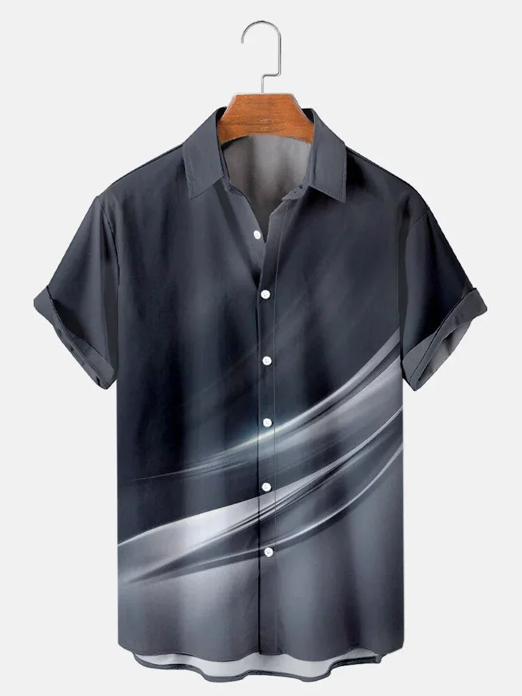 Men's Casual Streamer Print Short Sleeve Hawaiian Shirt