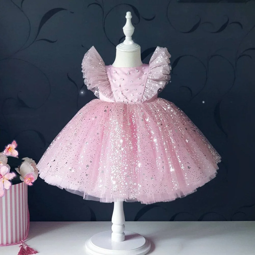 Infant Baby Girls Christmas Dress 1 2 3 4 5 Toddler Newborn Sequin Princess Dresses 1 Year Old Birthday Party New Year Costume