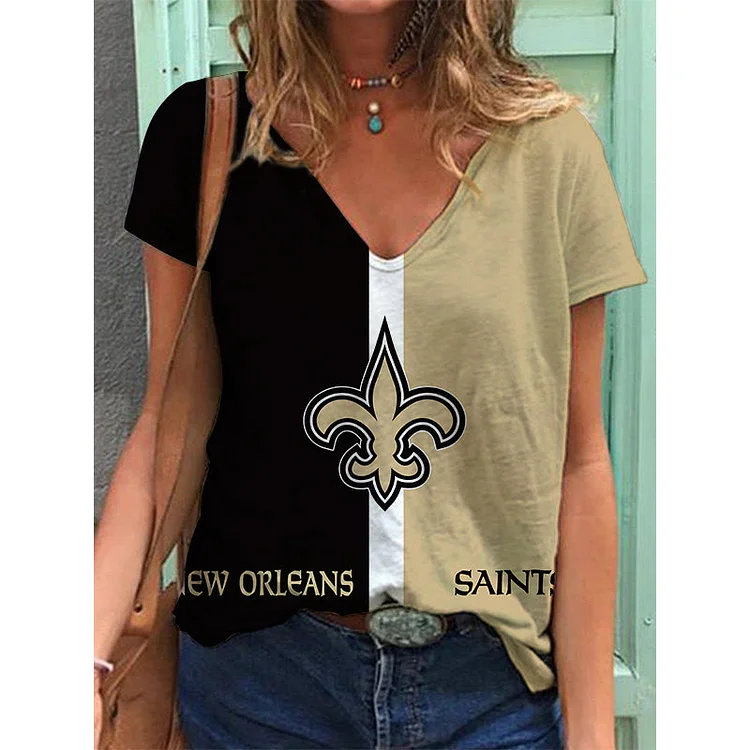 New Orleans Saints Lightweight Short Sleeve V-Neck T-Shirt