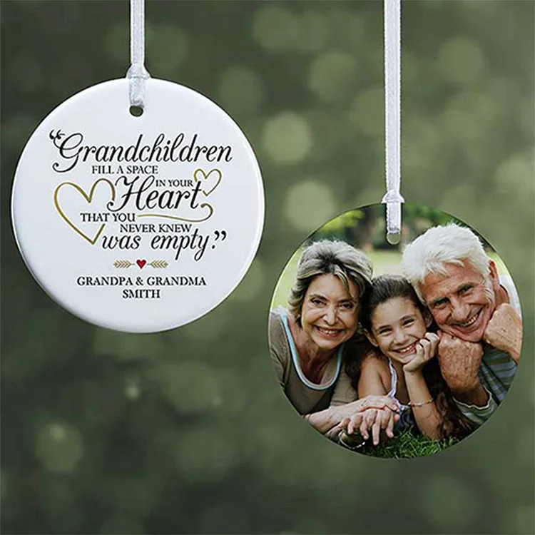 Photo Ornament Personalized Name Grandchildren Fill A Space in Your Heart Ornament