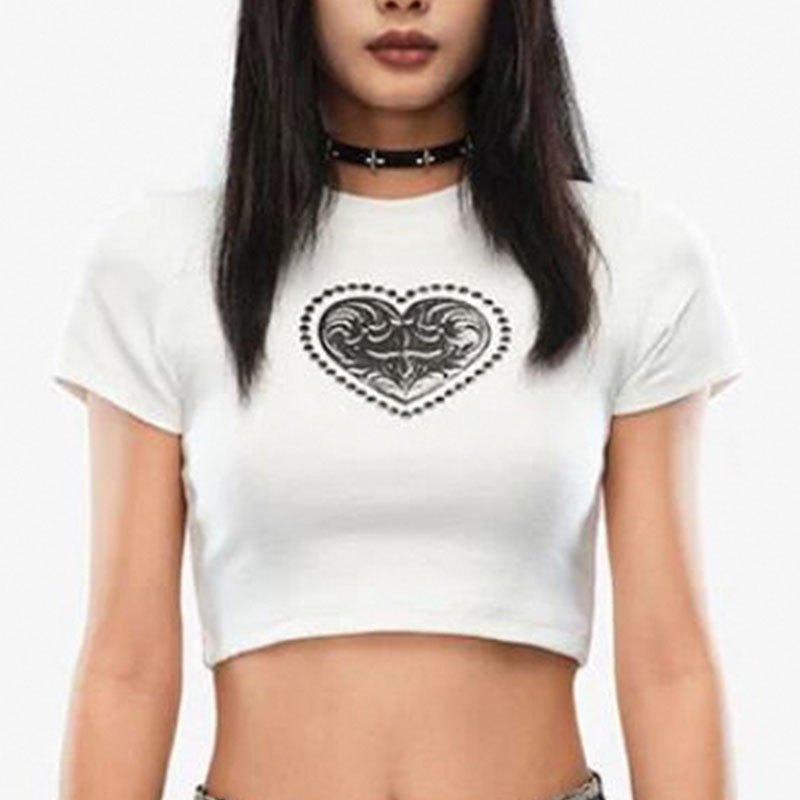 Hedirax senior jeans Women Girl Exposed Navel All-match Street Tees Tops Y2k American Retro Fun That's Hot Graffiti T-shirt Sexy Crop Top 2025 Summer