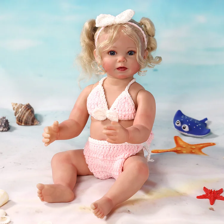 Babeside Stella 22'' Reborn Baby Doll Summer Pink Swimsuit Princess Awake Baby Girl