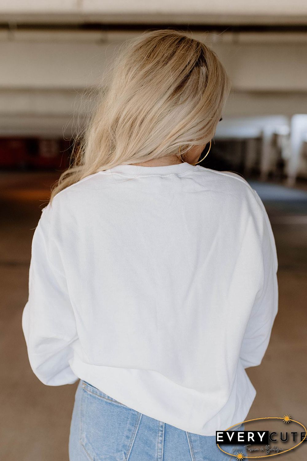White Leopard Snakeskin Zebra Patchwork Long Sleeve Sweatshirt