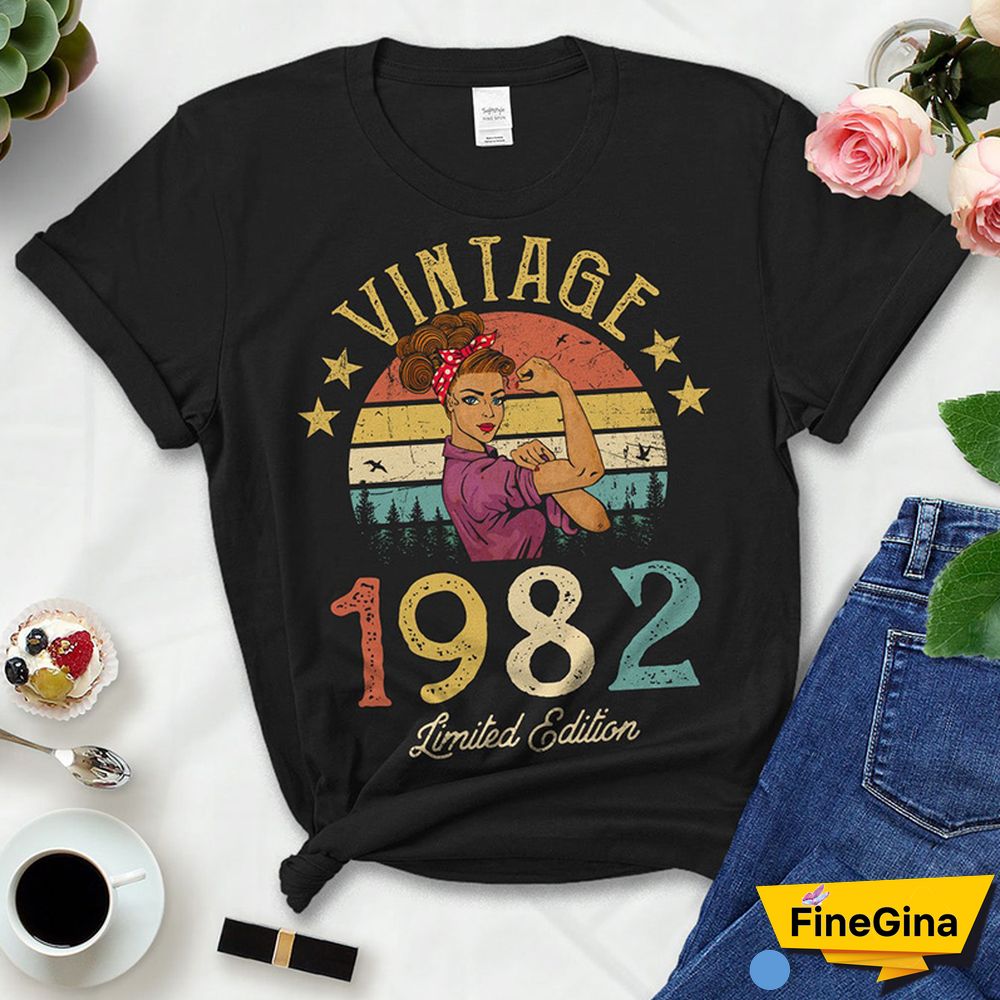 Vintage Retro 1982 Limited Edition Summer Fashion Outfits Women T Shirts 40Th 40 Years Old Birthday Party Ladies Clothes Tshirt