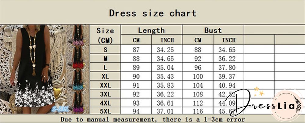 Summer New Fashion Womens Round-neck Sleeveless Printed Casual Dress Loose Soft