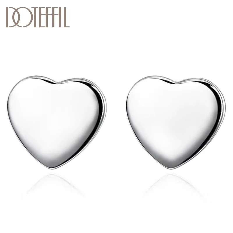 DOTEFFIL 925 Sterling Silver Heart Earrings for Wedding Jewelry