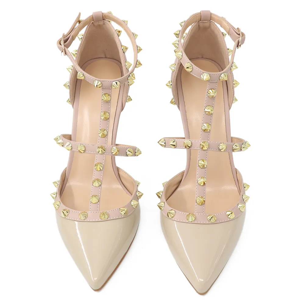100mm Rivets Studs Summer Strappy Shoes Party Wedding Sandals-vocosishoes
