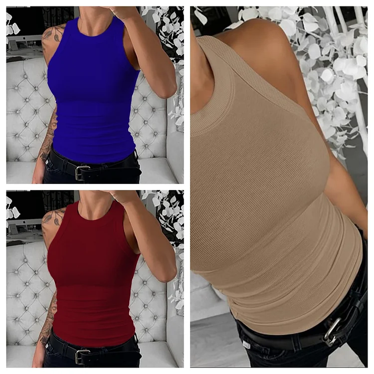 O-Neck Knit Sleeveless Casual Top