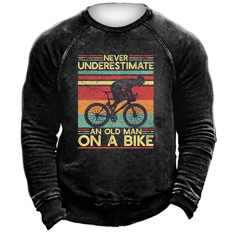 Men's Printed Bicycle Printed Sports and Outdoor Casual Sweatshirt