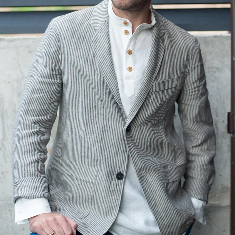 Men's Casual Stylish Striped Linen Jacket