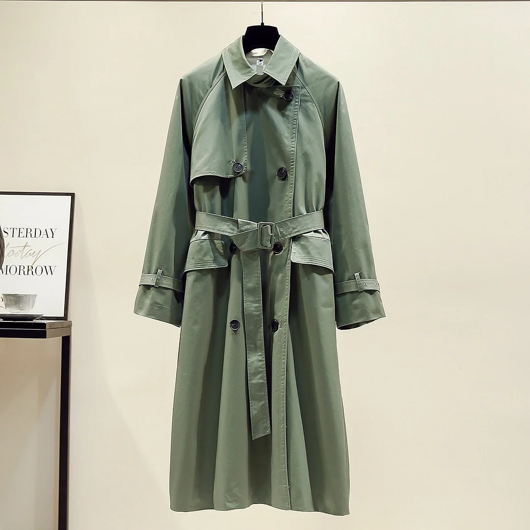 UK Brand new Fashion 2021 Fall /Autumn Casual Double breasted Simple Classic Long Trench coat with belt Chic Female windbreaker