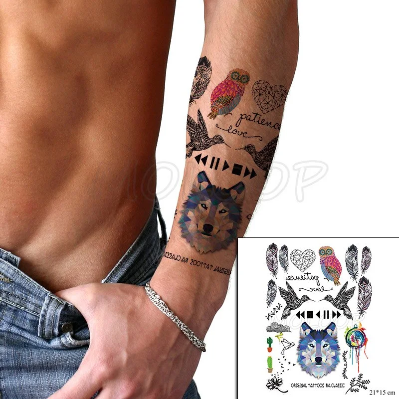 Waterproof Temporary Tattoo Sticker angry wolf mountain tatoo water transfer fake tatoo flash tatto Woman Man kid 14.8*21 cm