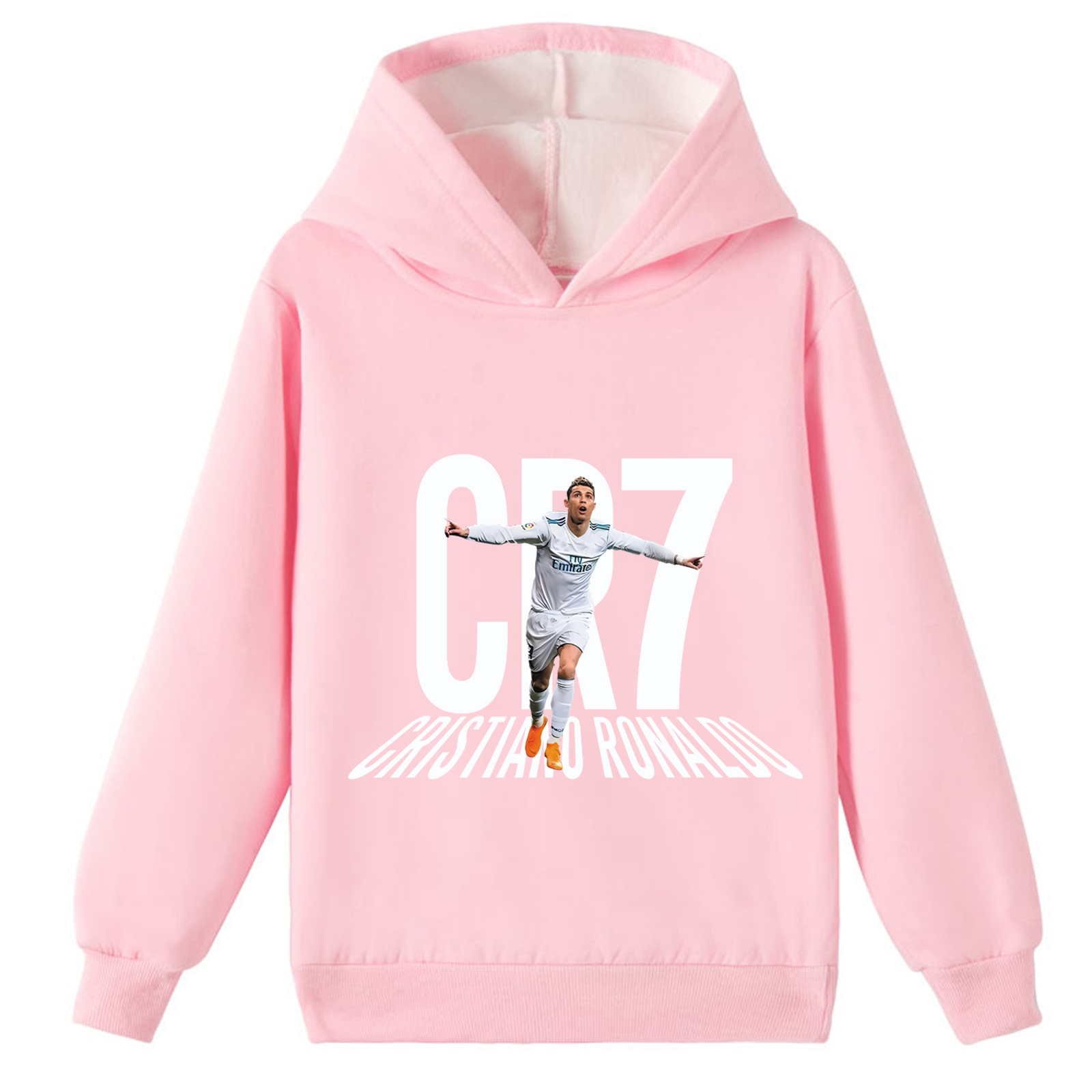 Mayoulove Unisex Cristiano Ronaldo Fleece Hoodie for Kids - Cool Sportswear for Boys & Girls, Soccer Star Inspired-Mayoulove