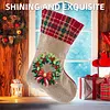 DIY Diamond Painting Christmas Stockings Hanging Ornaments Large Capacity Xmas Socks Pendant Wear Resist Candy Gift Storage Bags for Family Christmas Holiday Party Decoration (Christmas wreath)
