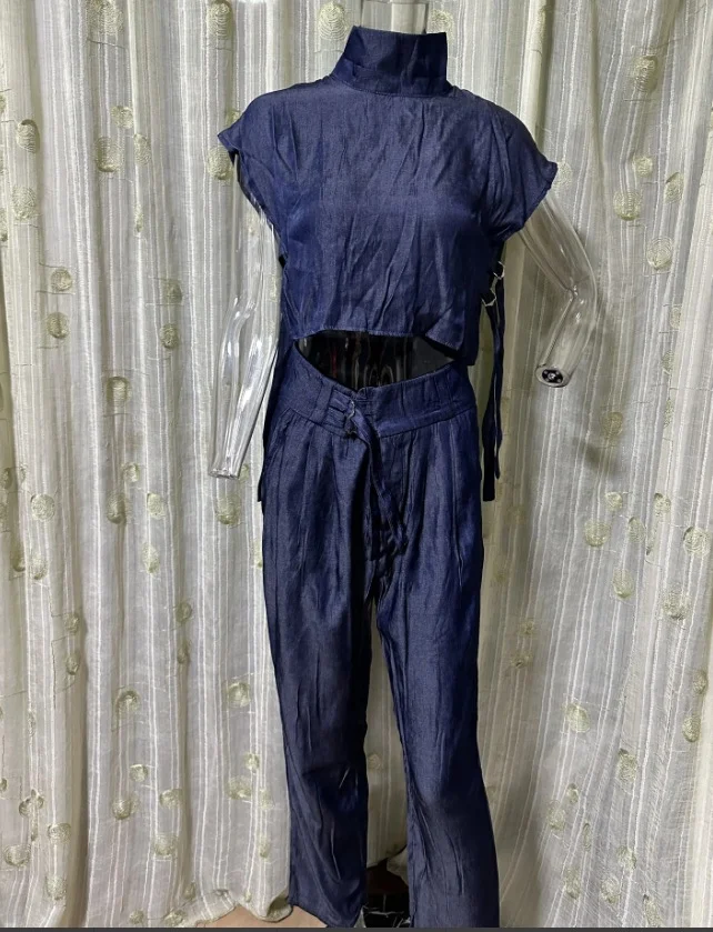 Toloer Toloer New Summer 2023 Casual Belt Is Decorated With A Turtleneck And Short Sleeve Long Suit Pants-Outfit Ideas