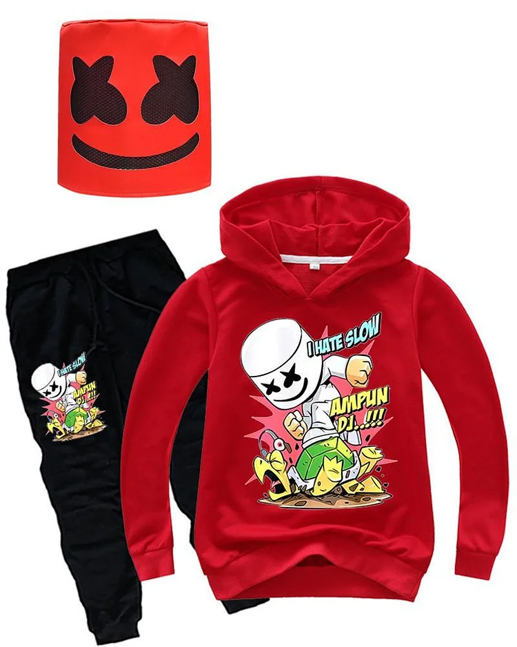 Mayoulove Boys Girls I Hate Slow Dj Marshmello Hoodie Sweatpants Cosplay Costume-Mayoulove