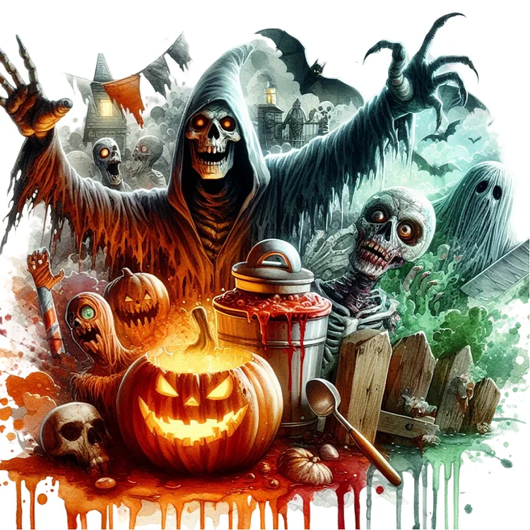 Halloween Horror Night 40*40CM (Canvas) Full Round Drill Diamond Painting gbfke