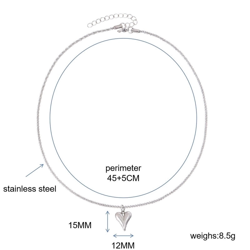 Titanium Steel Minimalist Plating Heart Shape Pendant Necklace