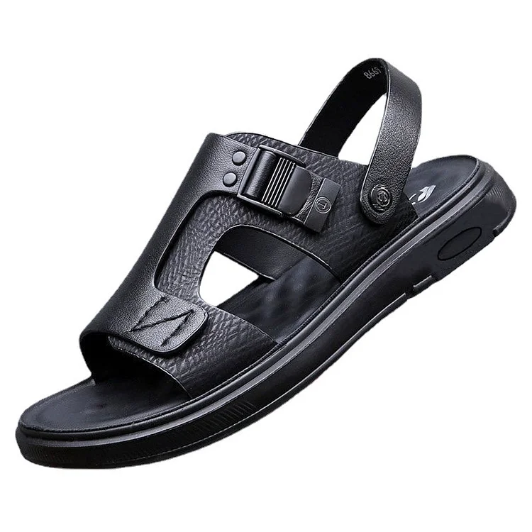 Men's Casual Top Cowhide Two-Wear Beach Sandals Slippers ffd6