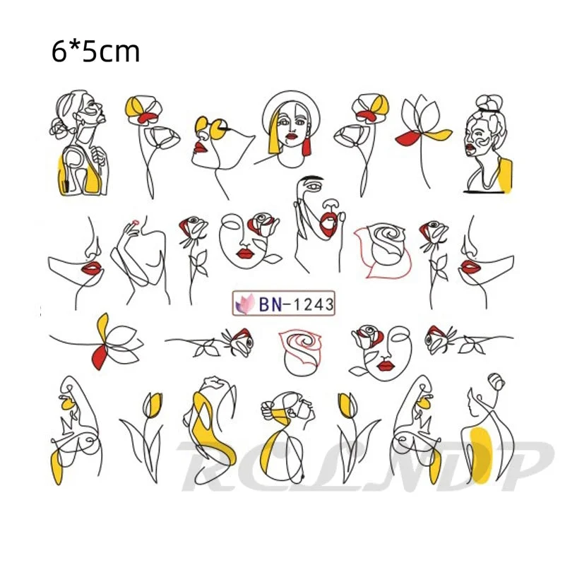 Nail sticker art decoration slider love heart adhesive design Water decals manicure lacquer accessoires polish foil