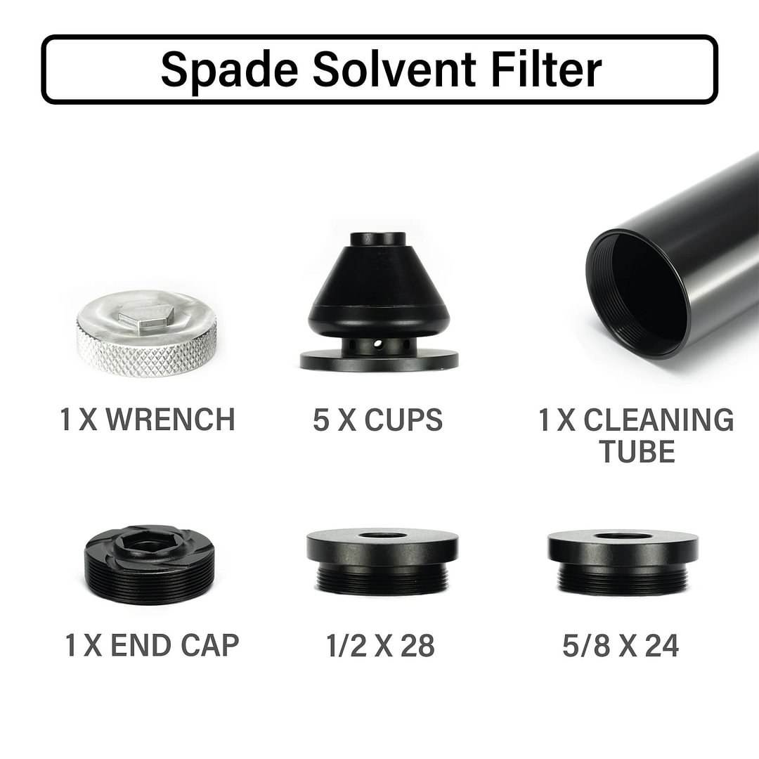 8''L 1.58'' OD Stainless Steel Tube Fuel Filter Solvent Trap 1.375x24 + x5 Aluminum 7075 Spade Cone Cups Steel Recoil Booster