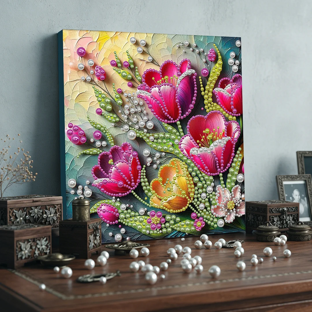 Tulip - DIY Pearl Diamond Art Kit With Frame 30*30cm