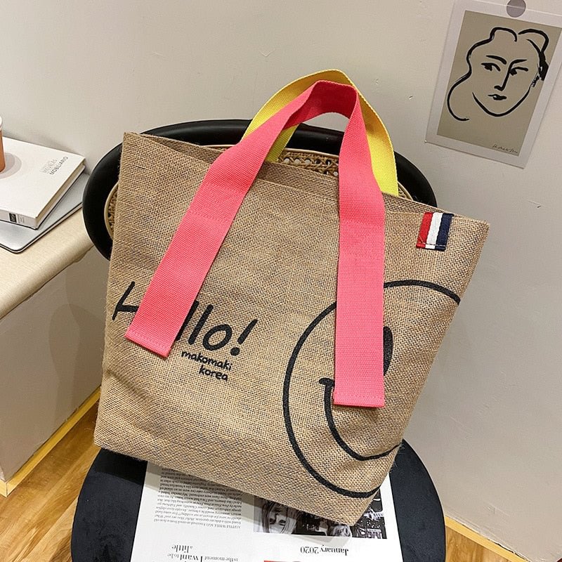 Luxury Designer Handbags For Woman Cute Cotton and Linen Printed Casual Shopping Bag Large Capacity Tote Bag Purses 2022 Sac