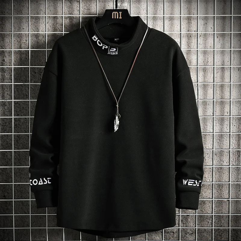 Casual Loose Letter High Neck Hoodie Techwear Shop