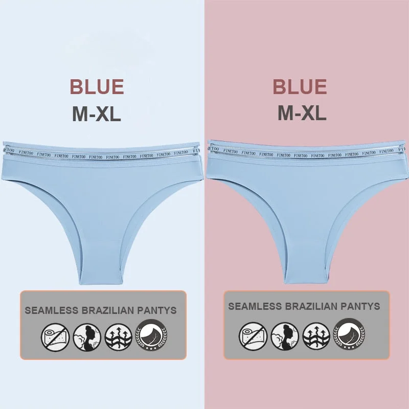 FINETOO 2PCS/Set Women Seamless Lingerie Letter Underpants Ladies 6 Solid Colors M-XL Woman Sexy Panties Briefs Underwear Thong