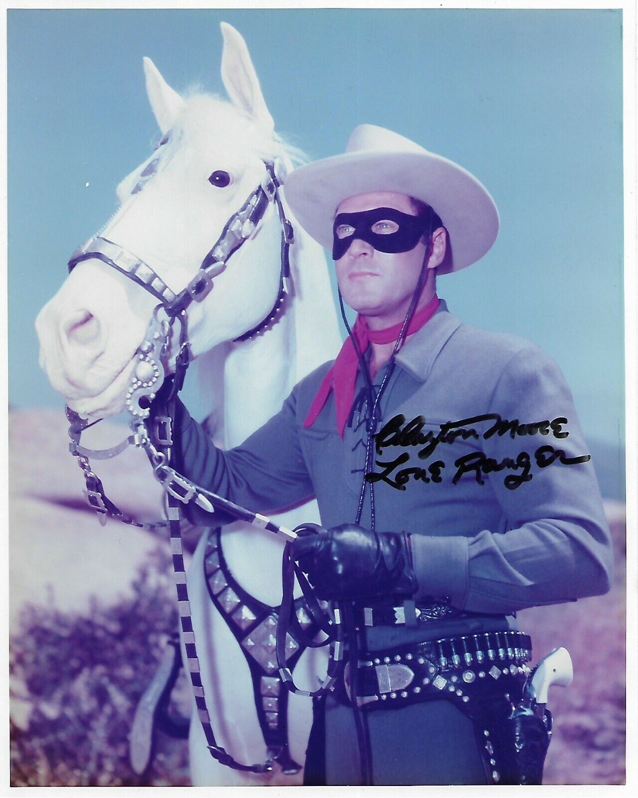 CLAYTON MOORE The Lone Ranger Autographed 8 x 10 Signed Photo Poster painting COA