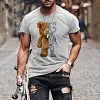 Mens Fashion Mechanical Teddy Bear Printed Casual Tee by Inlyline