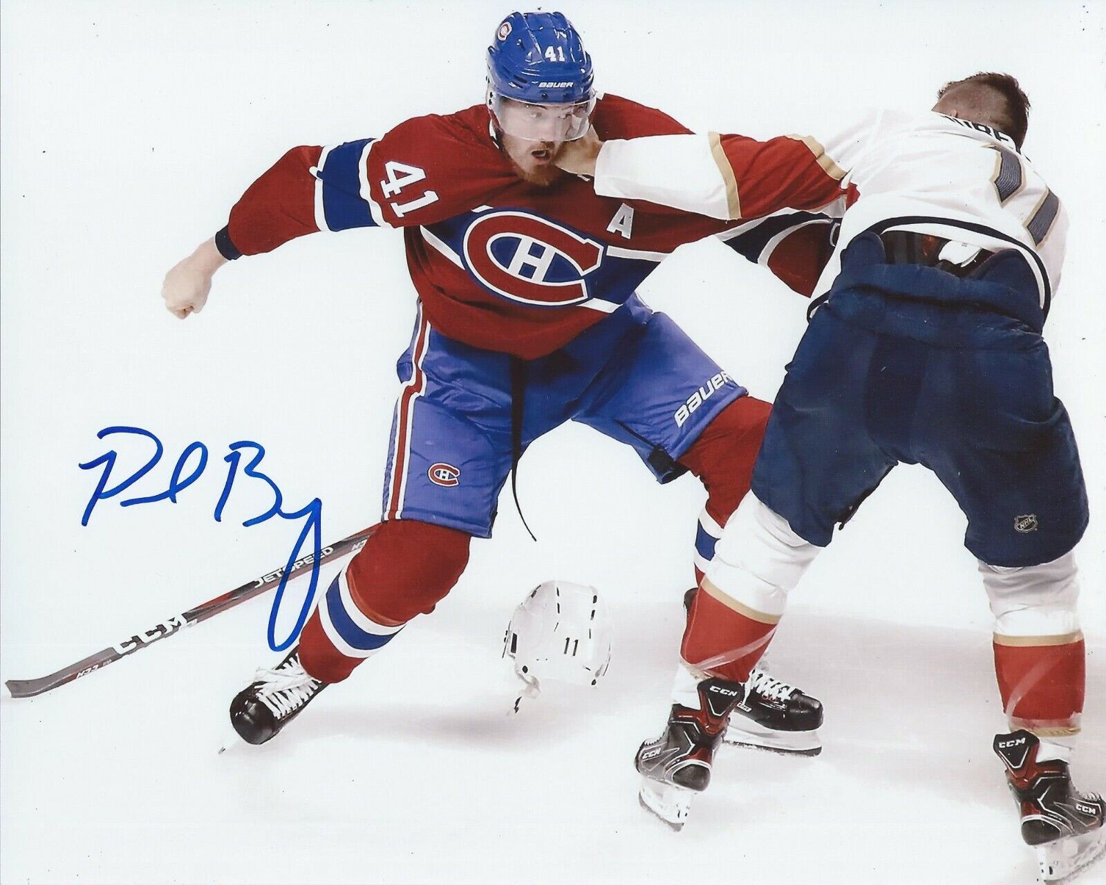 Paul Byron Signed 8x10 Fight Photo Poster painting Montreal Canadiens Autographed COA