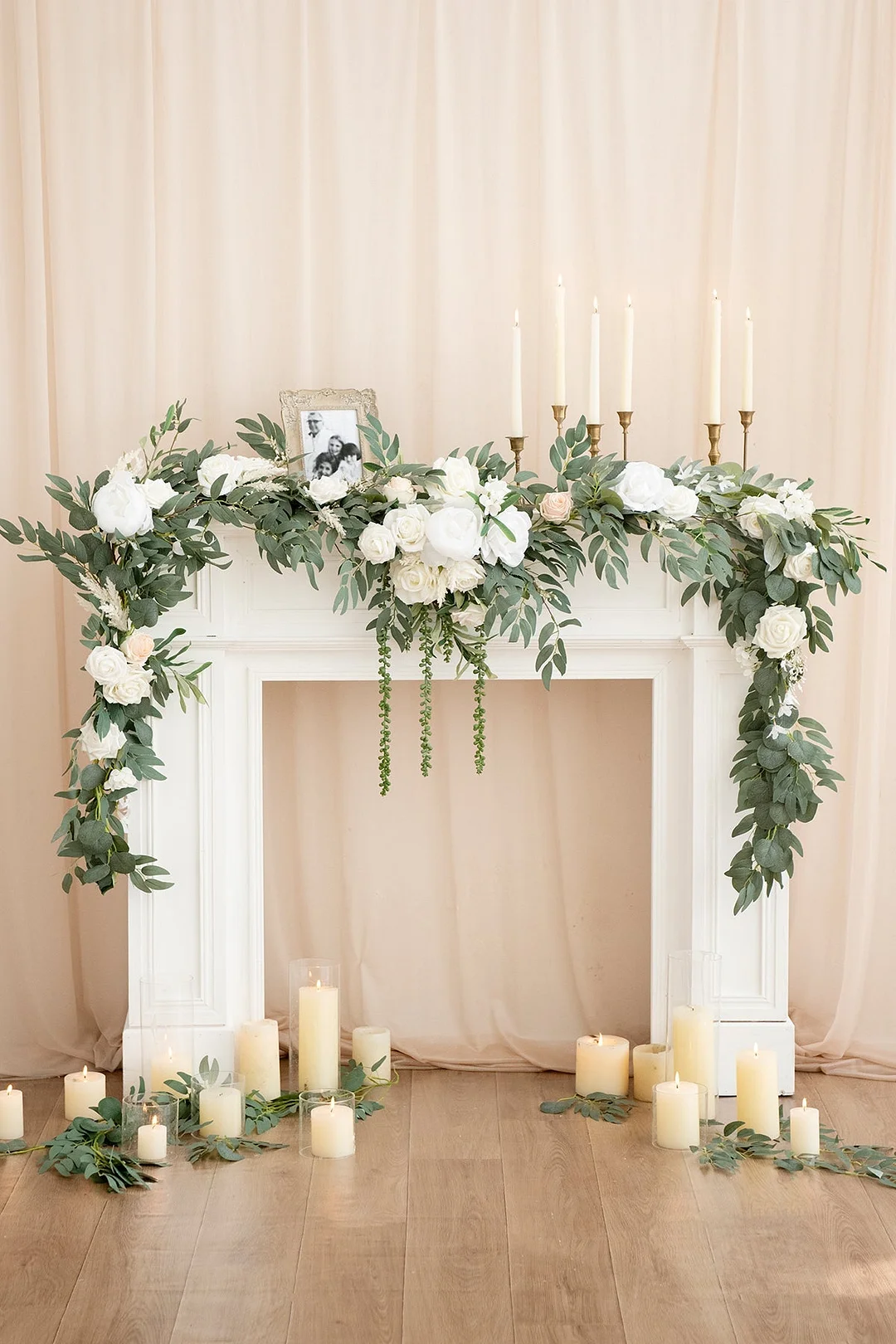Head Table Flower Garland in White & Sage