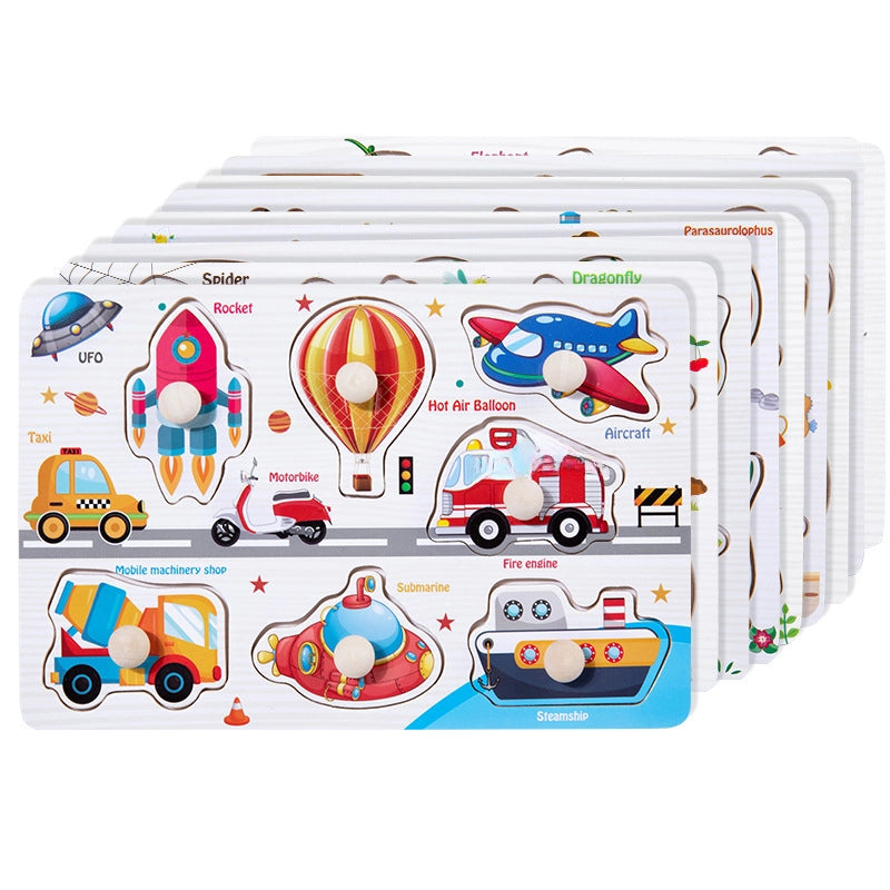 Wooden Nail Baby Animal Digital Hand Grip Board Wooden Children’s Three-dimensional Puzzle Puzzle Toy Yiwu Toy