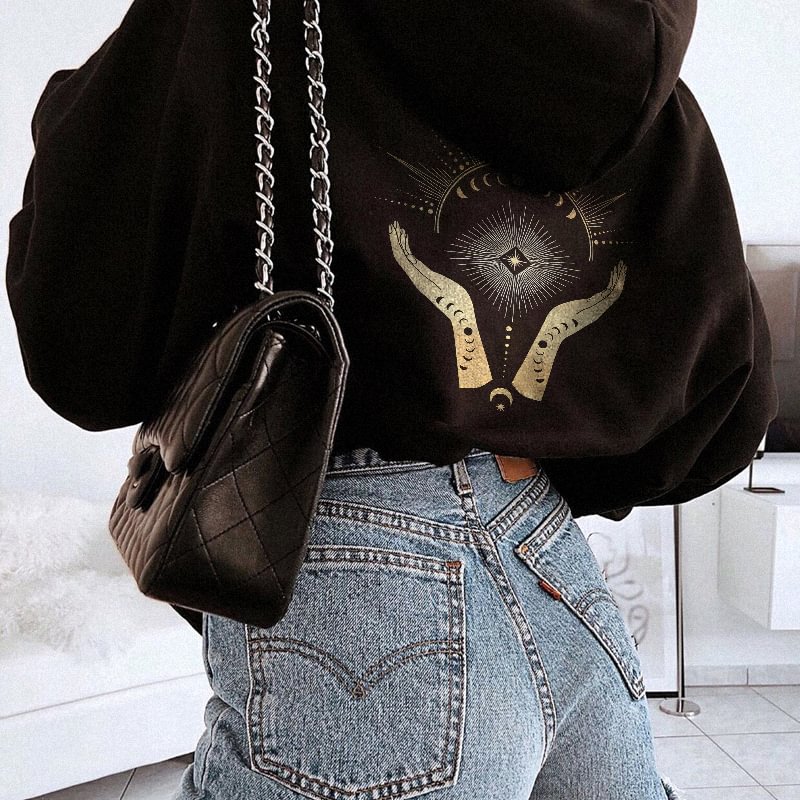    Hand Moon print Women’s hoodie - Neojana