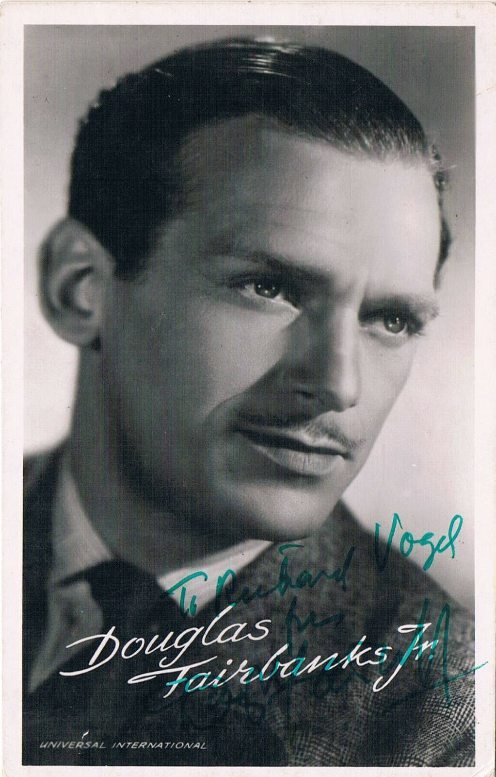 Douglas Fairbanks Jr. 1909-2000 autograph signed postcard Photo Poster painting 3.5x5.5 US actor