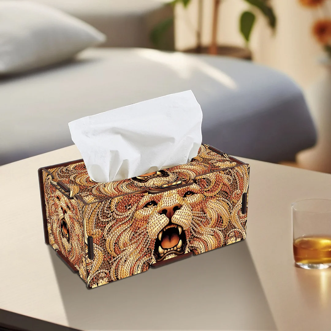 Wooden Diamond Painting Tissue Box for Home and Office Decoration (ZJH023)