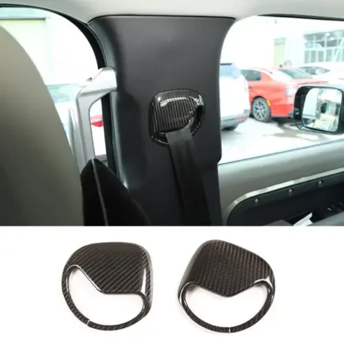 Dronehint Fo 2020-2024 Land Rover Defender 110 90 Carbon Fiber Front Seat Belt Trim Cover (For: Land Rover) Parts