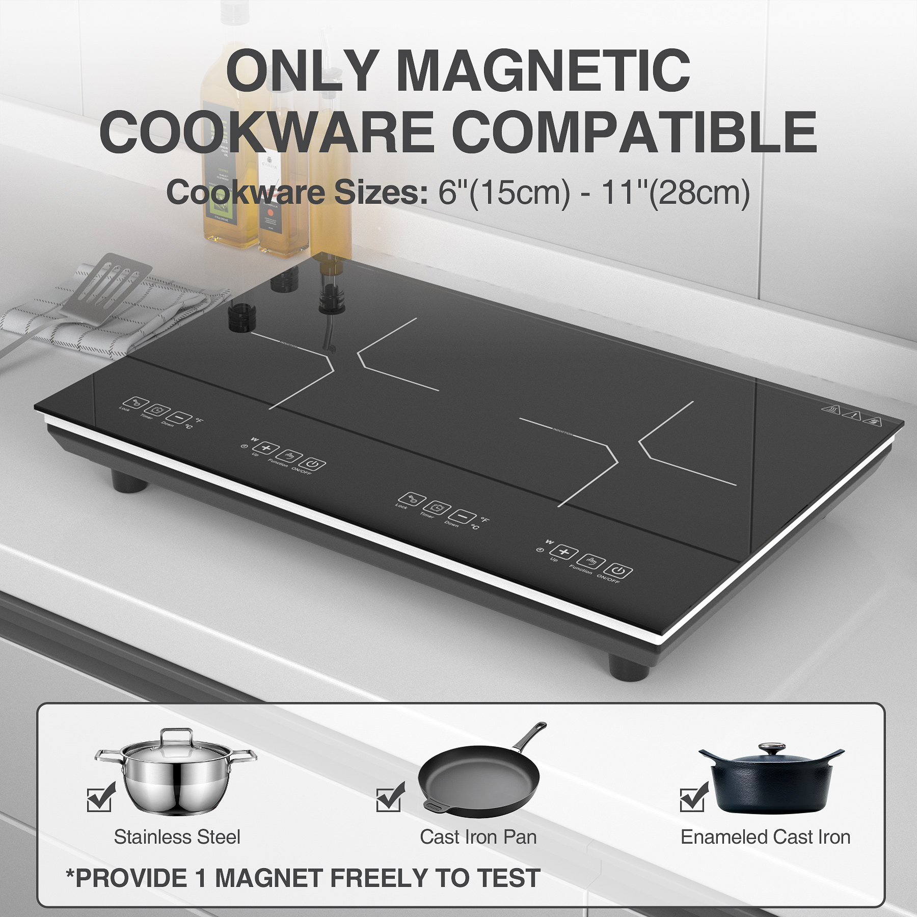 VBGK Double Induction Cooktop, 4000W Countertop Burner Hot Plate LCD ...