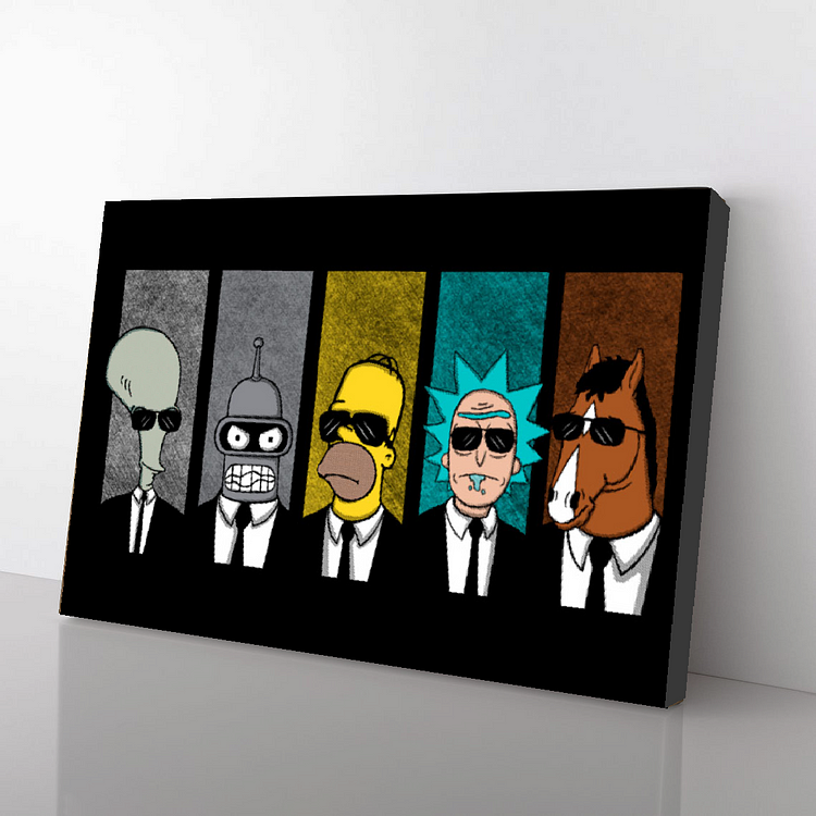 Roger, Bender, Homer, Rick, Bojack Canvas Wall Art