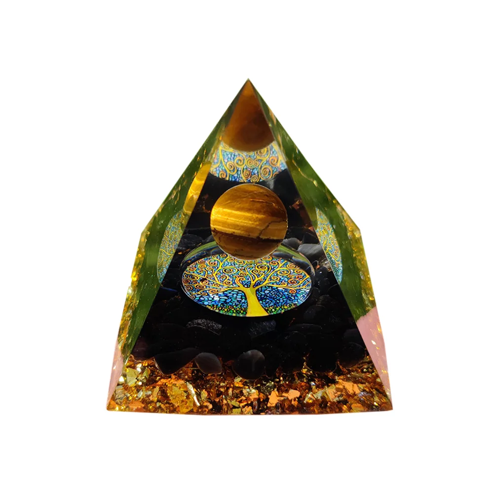 Healing Crystals Orgonite Energy Stone Pyramid Sculpture Resin (Ball 5cm)