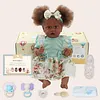 Silicone Realistic Newborn Caramel Skin Black Baby Girl Dolls 22 Inch For Gift 
