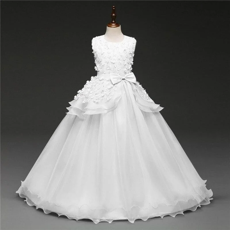 New Princess Girls Dress 2021 Summer Lace Bridesmaid Party Dress Flower Costume Kids Dresses For Girls Wedding Dress Vestido